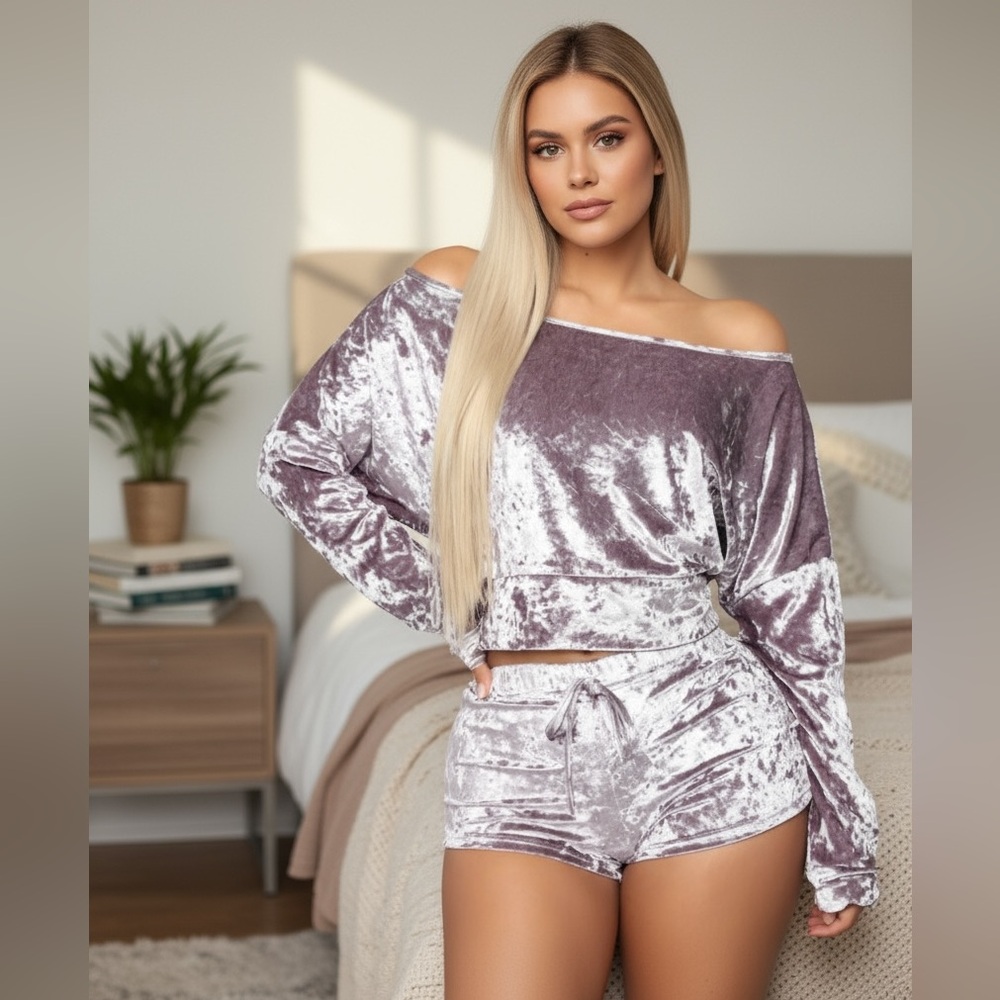 NEW•XL-2X•Blissful Balance Lilac Velour Lounge Set